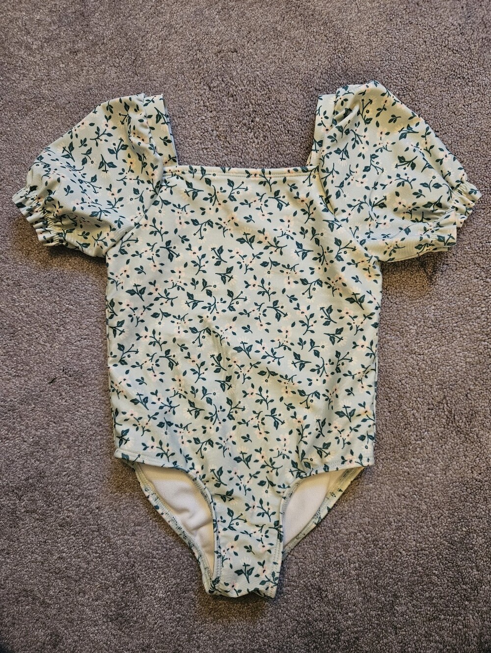 Cat & Jack Cream Floral Puff-Sleeve One-Piece